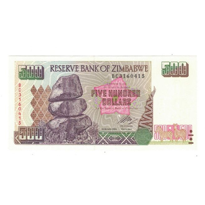 Banknote, Zimbabwe, 500 Dollars, 2004, KM:11b, UNC(65-70)