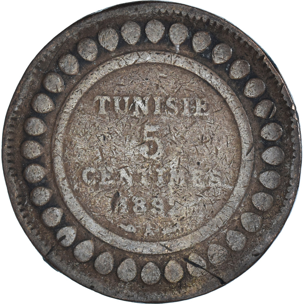 Moneta, Tunisia, 5 Centimes, 1892
