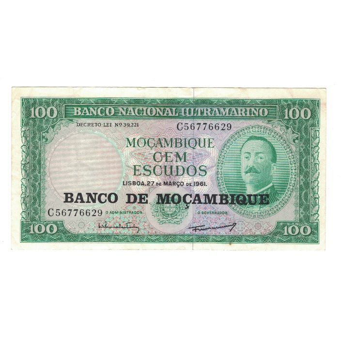 Nota, Moçambique, 100 Escudos, 1961, 1961-03-27, KM:117a, EF(40-45)