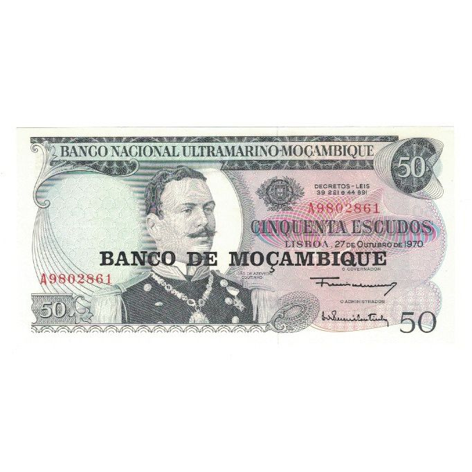 Banknote, Mozambique, 50 Escudos, 1970, 1970-10-27, KM:116, UNC(65-70)