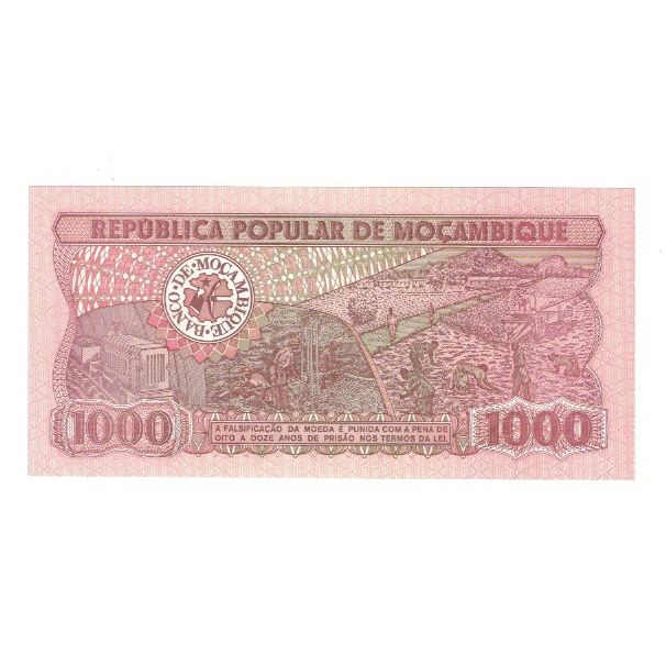 Nota, Moçambique, 1000 Meticais, 1986, 1991-06-16, KM:132c, UNC(65-70)