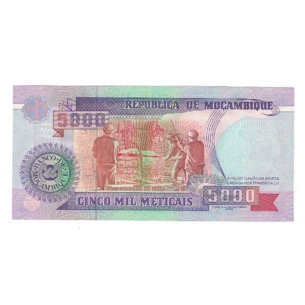 Nota, Moçambique, 5000 Meticais, 1991, 1991-06-16, KM:136, UNC(65-70)