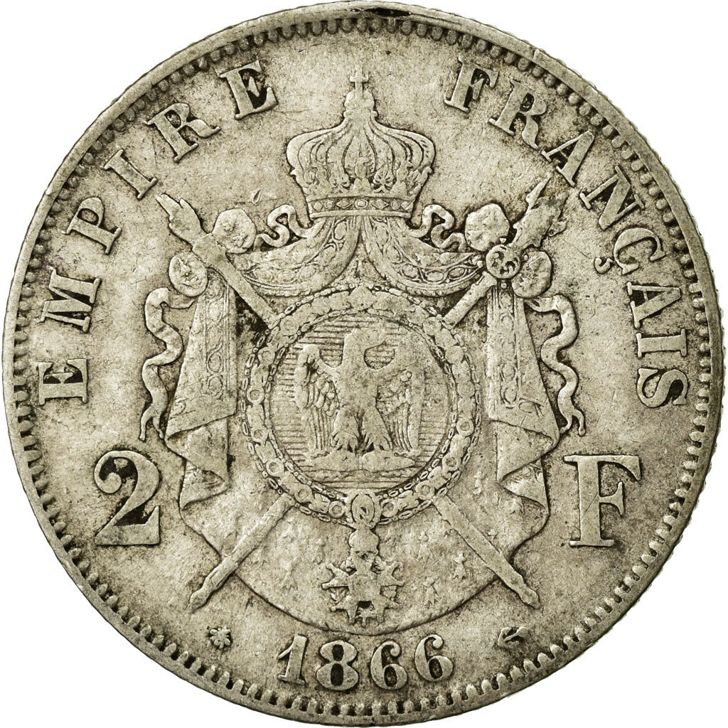 Monnaie, France, Napoleon III, Napoléon III, 2 Francs, 1866, Paris, TB+