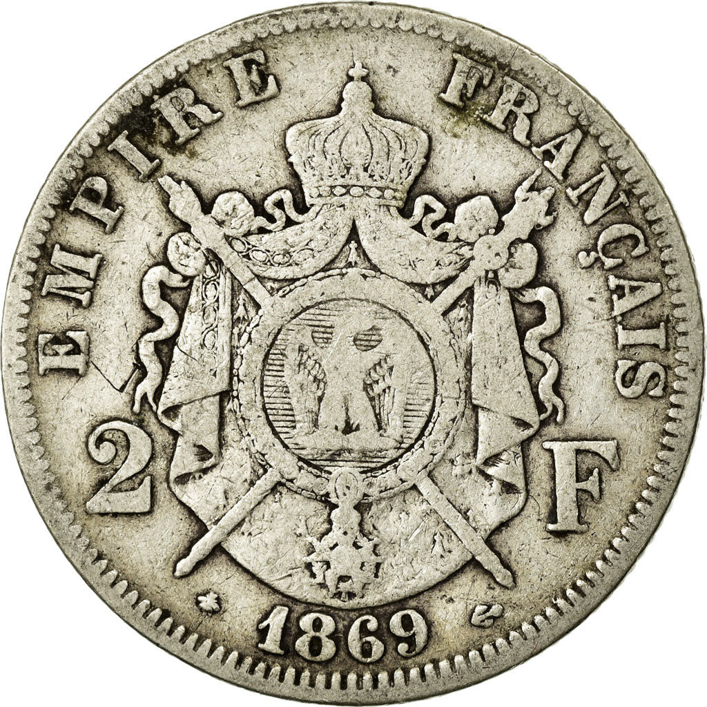 Coin, France, Napoleon III, Napoléon III, 2 Francs, 1869, Paris, VF(20-25)