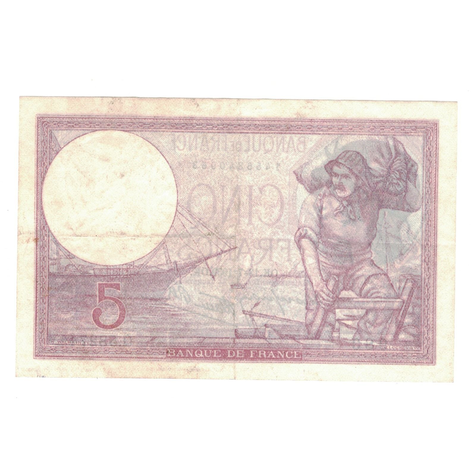 Francja, 5 Francs, Violet, 1939, Q.58274, EF(40-45), Fayette:4.1, KM:83