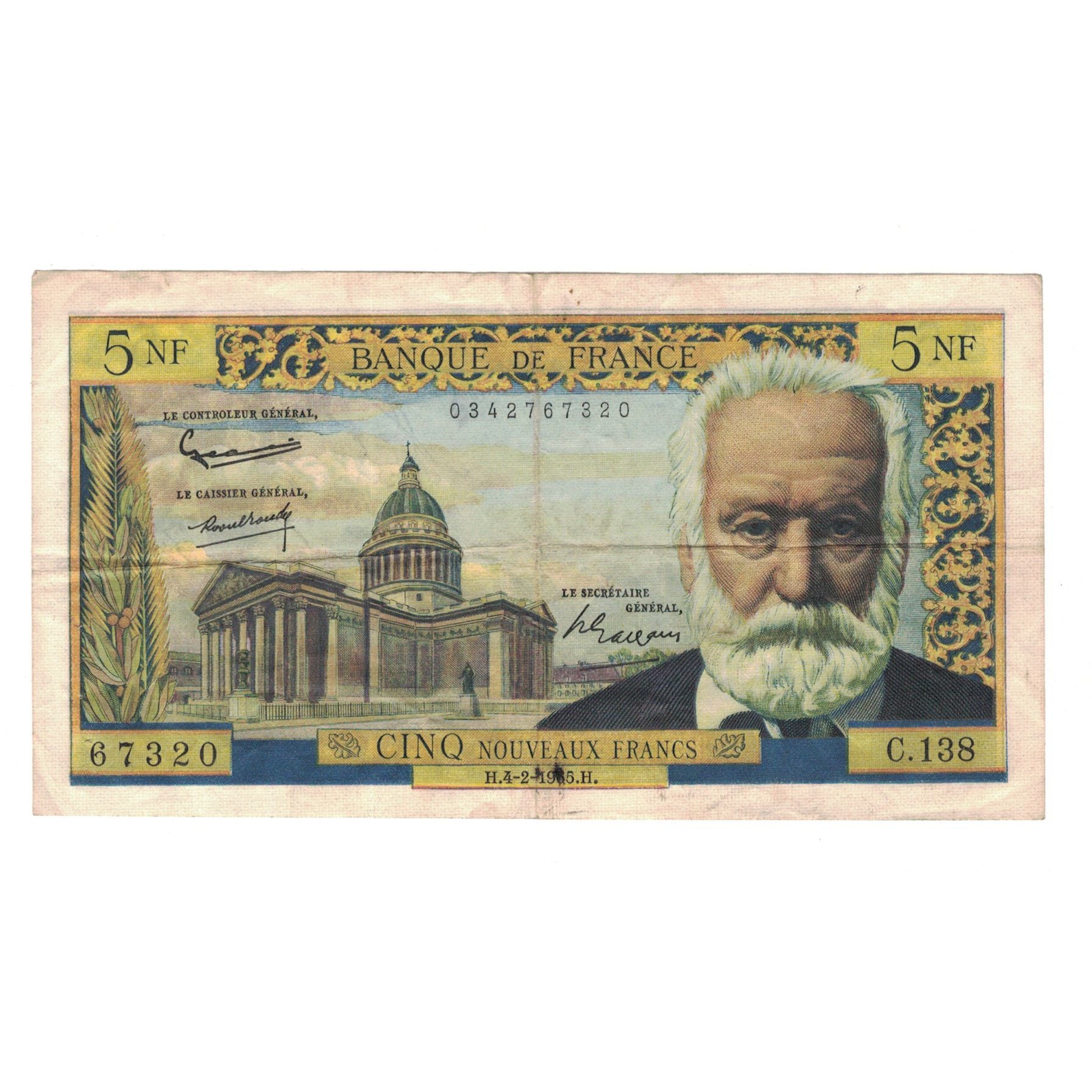 Frankreich, 5 Nouveaux Francs, Victor Hugo, 1965, C.138, SS, Fayette:56.17
