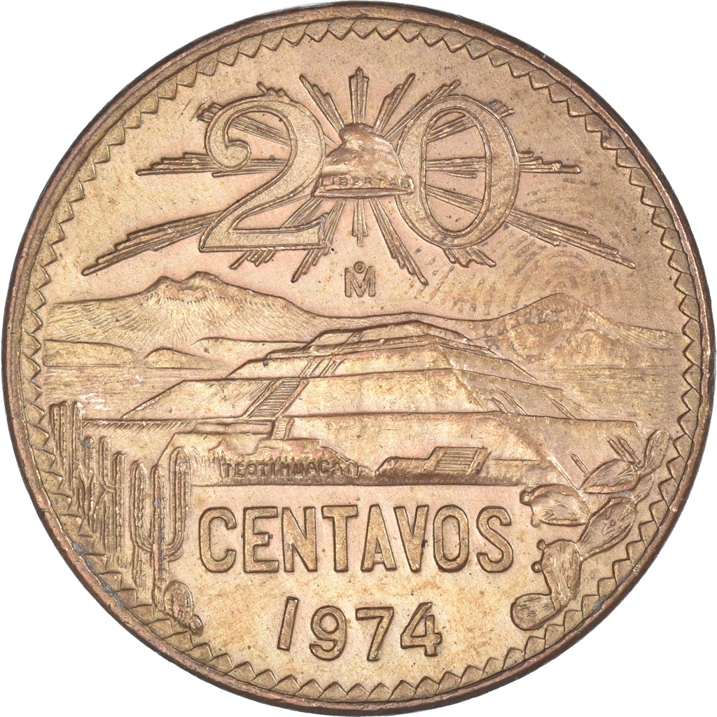 Moneda, México, 20 Centavos, 1974