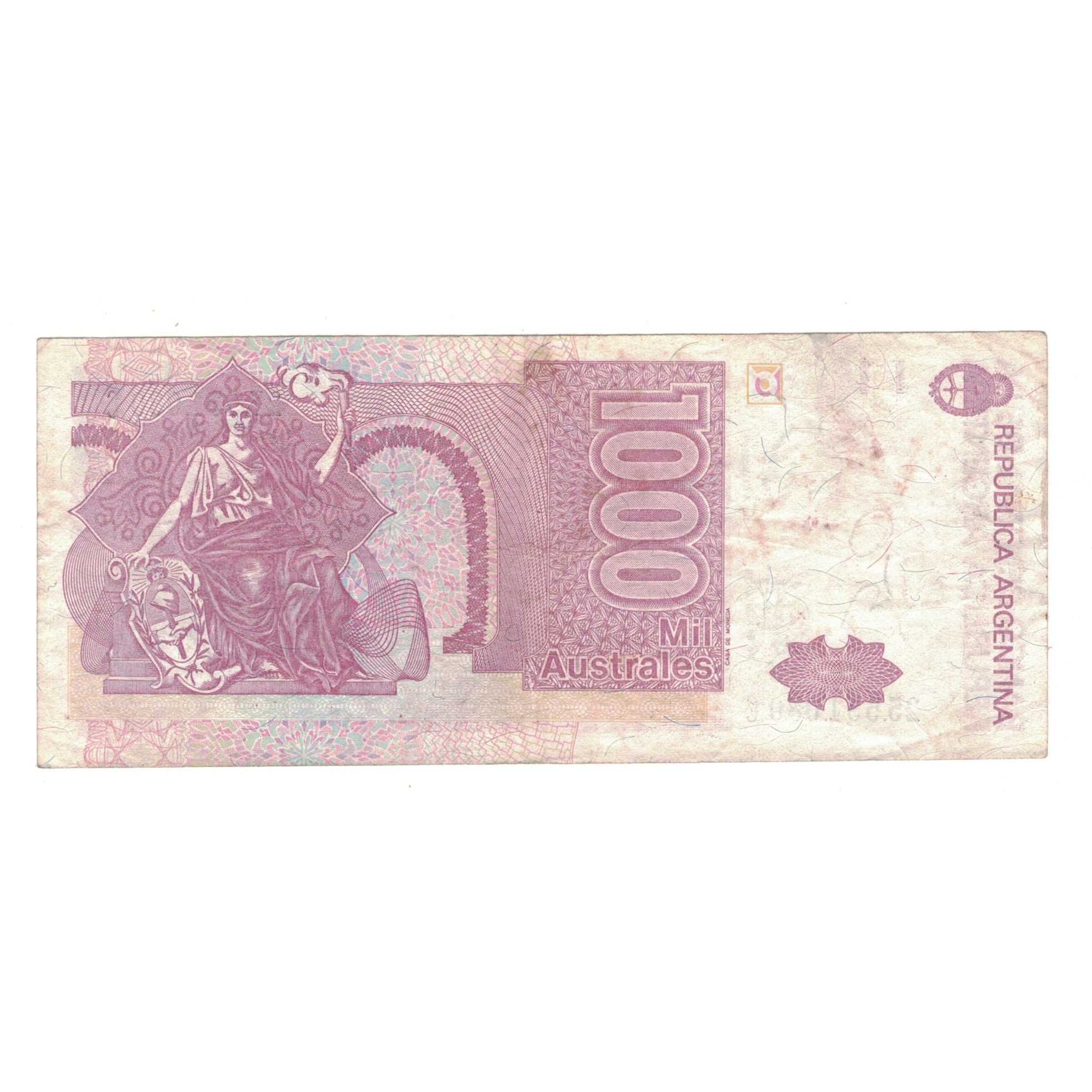 Banknot, Argentina, 1000 Australes, KM:329d, VF(20-25)