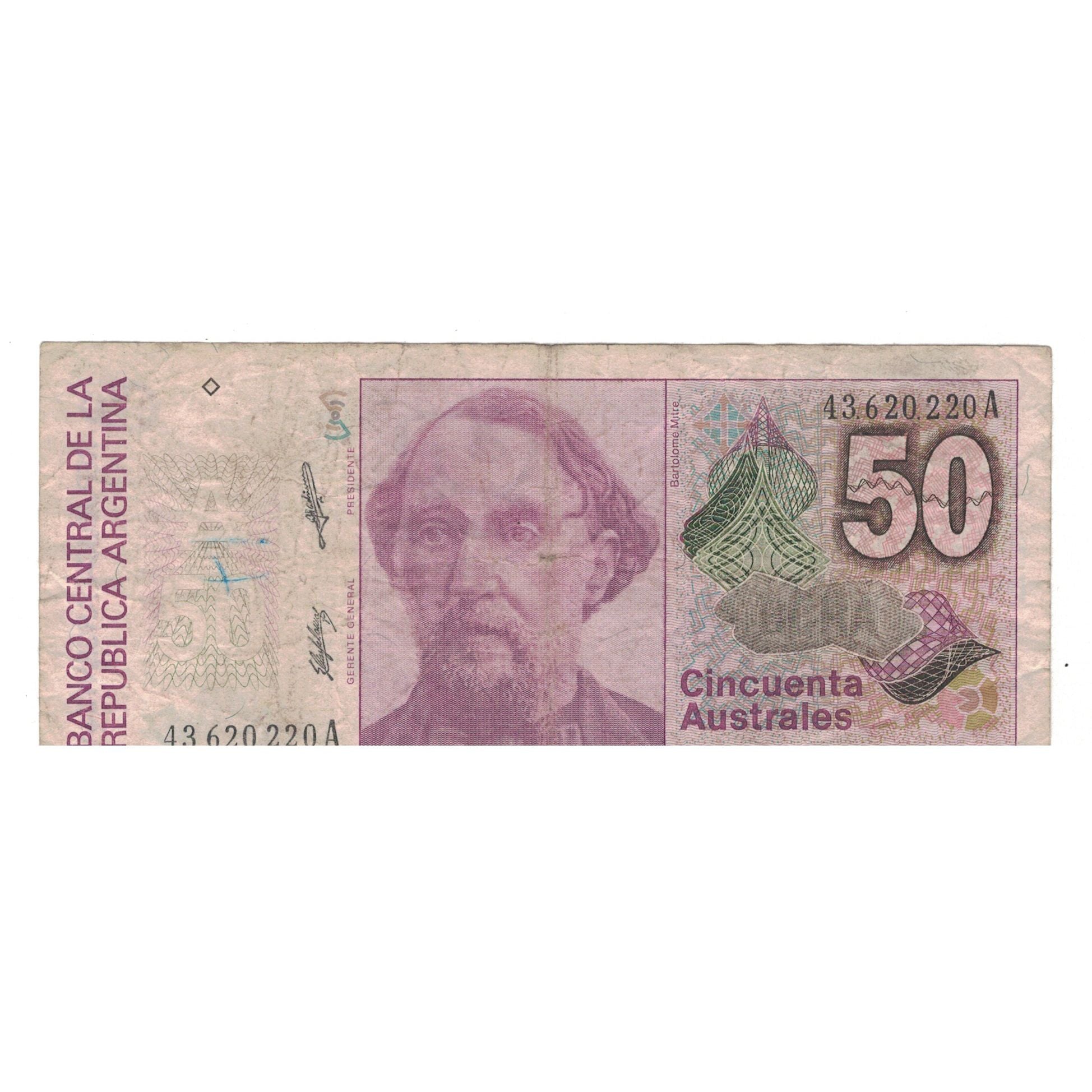 Billet, Argentine, 50 Australes, KM:326b, B