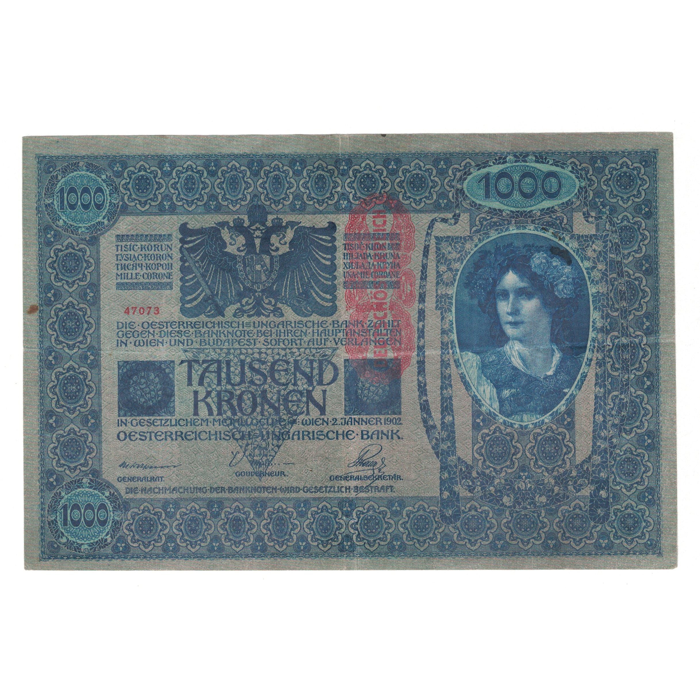 Banknote, Austria, 1000 Kronen, 1902, 1902-01-02, KM:59, VF(20-25)