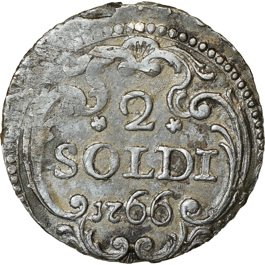 Moeda, ESTADOS ITALIANOS, CORSICA, General Pasquale Paoli, 2 Soldi, 1766