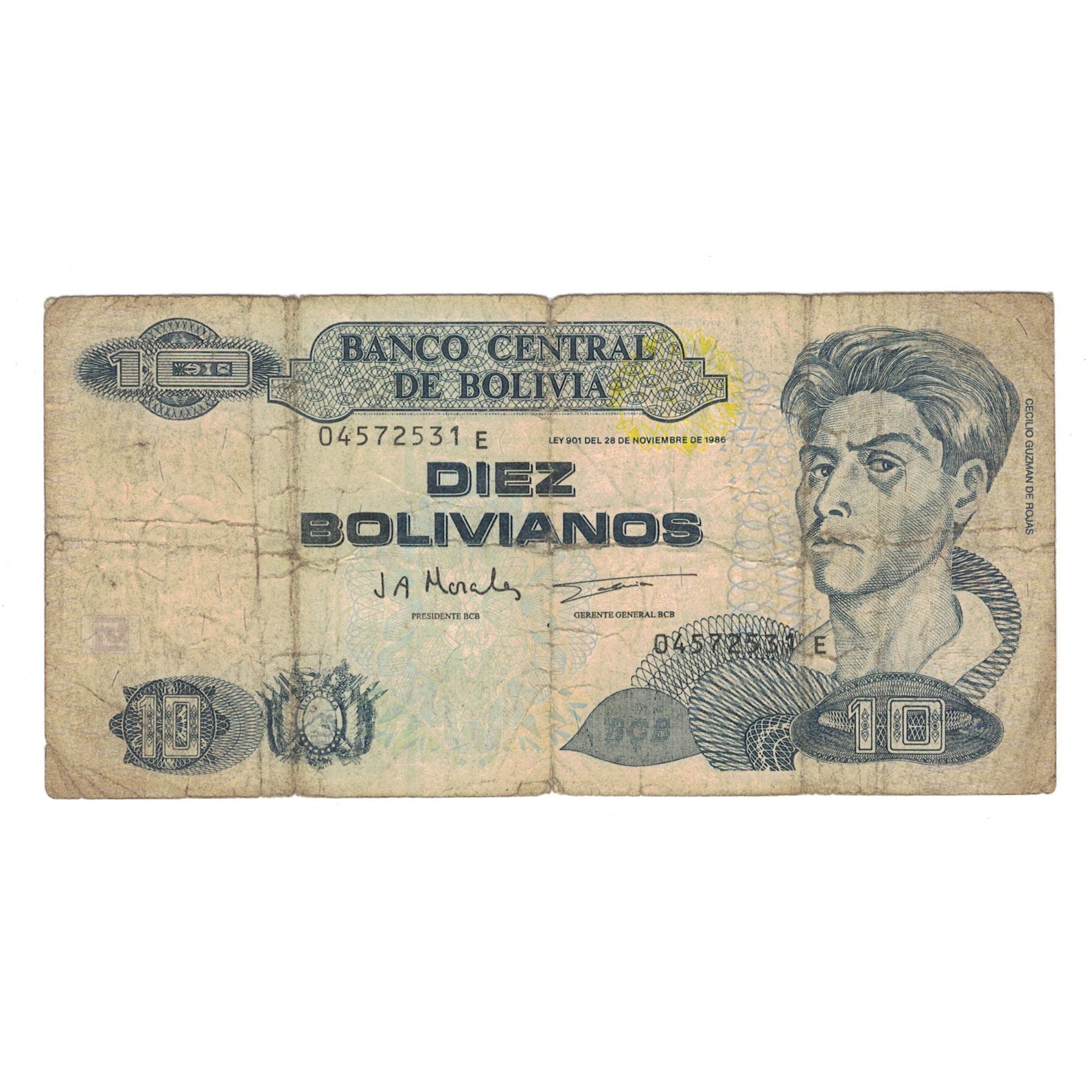 Billete, 10 Bolivianos, 1986, Bolivia, 1986-11-28, KM:204c, RC