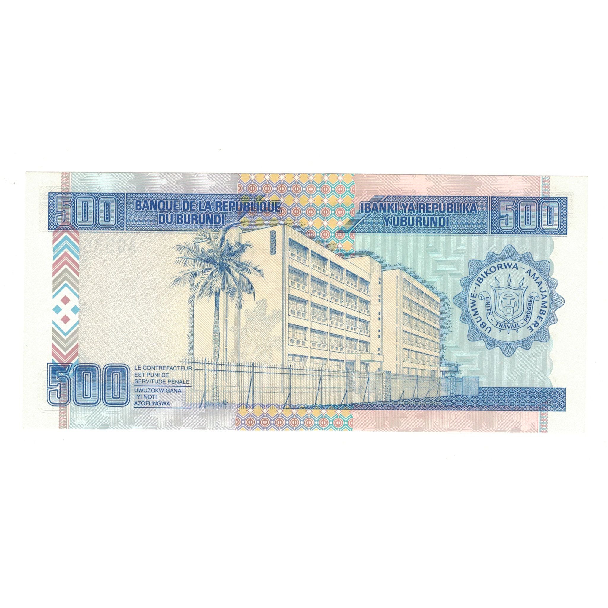 Banknote, Burundi, 500 Francs, 1999, 1999-02-05, KM:38b, UNC(65-70)