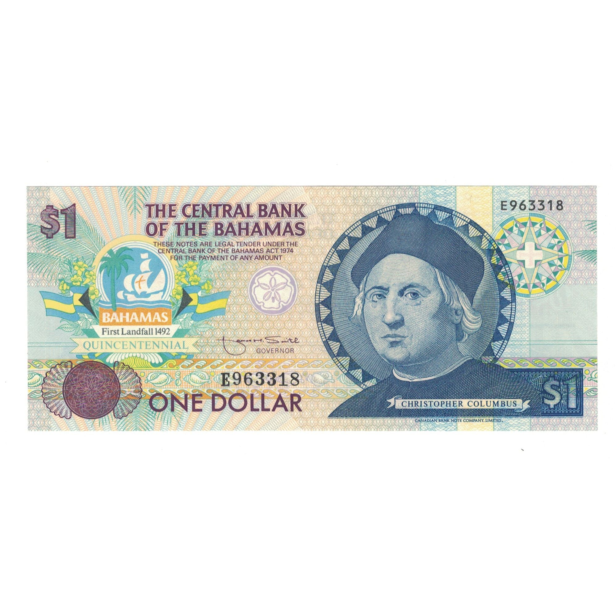 Biljet, Bahama's, 1 Dollar, Undated (1992), KM:50a, NIEUW