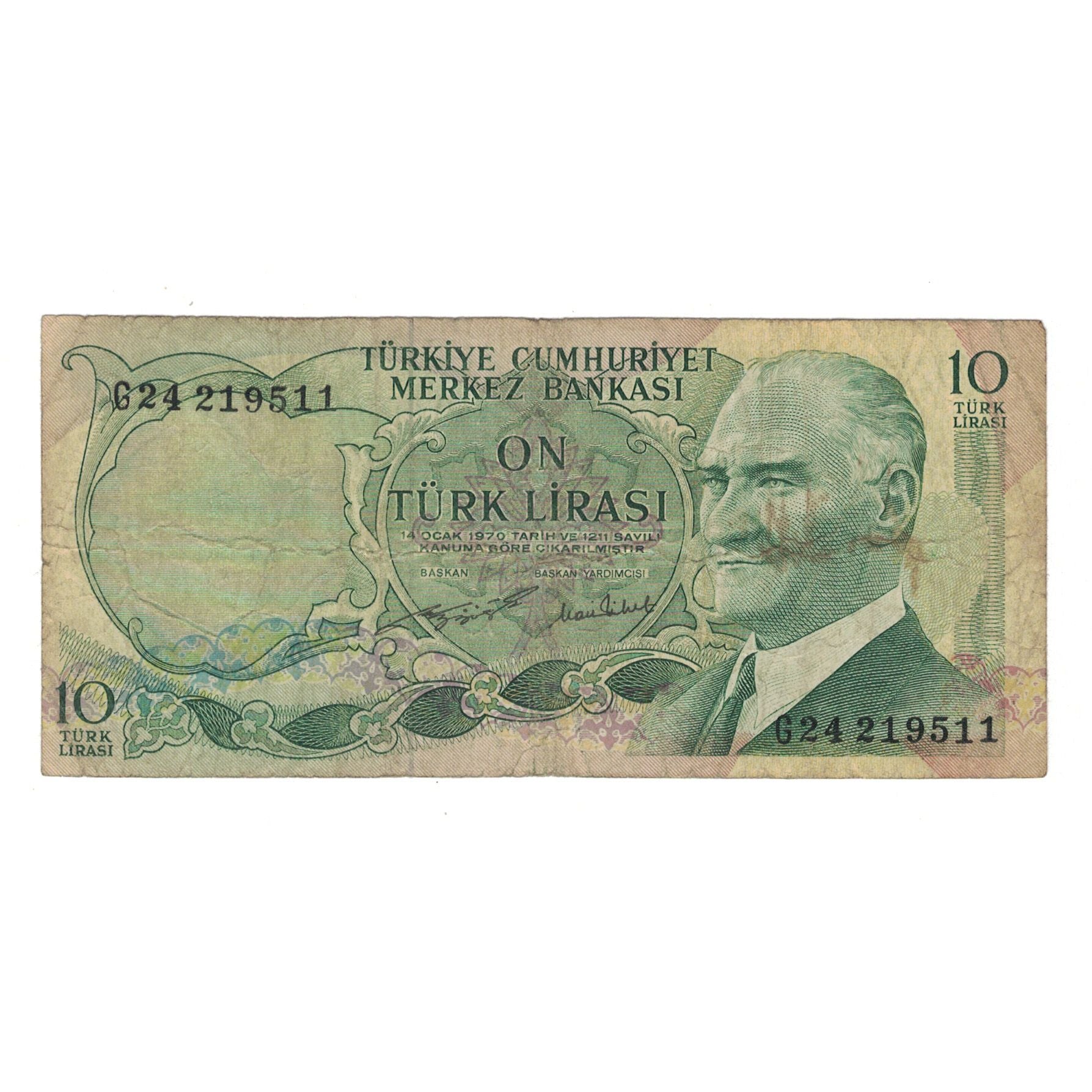 Banknote, Turkey, 10 Lira, 1930, KM:180, VG(8-10)