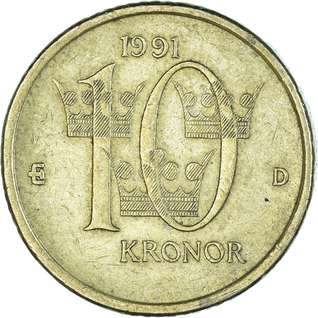 Moneta, Szwecja, 10 Kronor, 1991