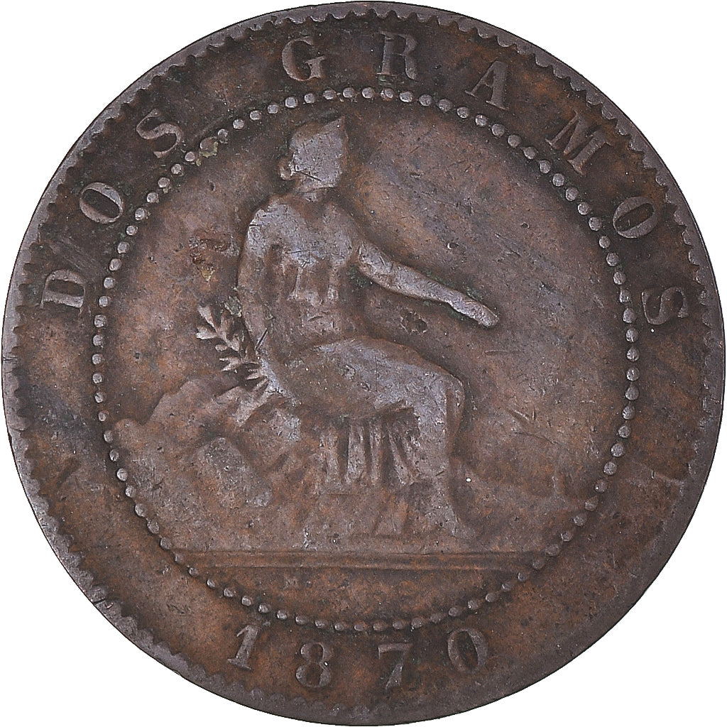 Moneta, Hiszpania, 2 Centimos, 1870