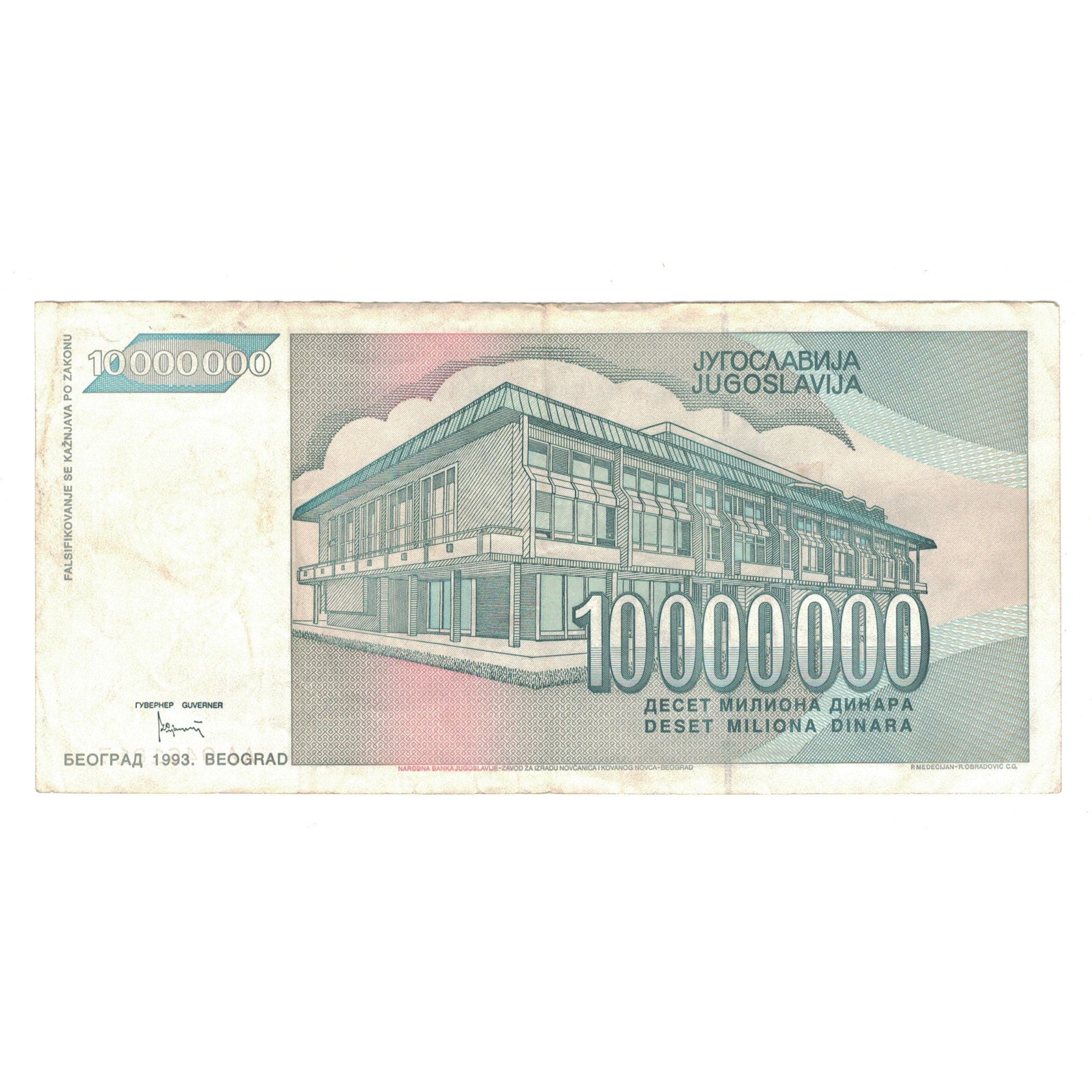 Geldschein, Jugoslawien, 10,000,000 Dinara, 1993, KM:122, SS