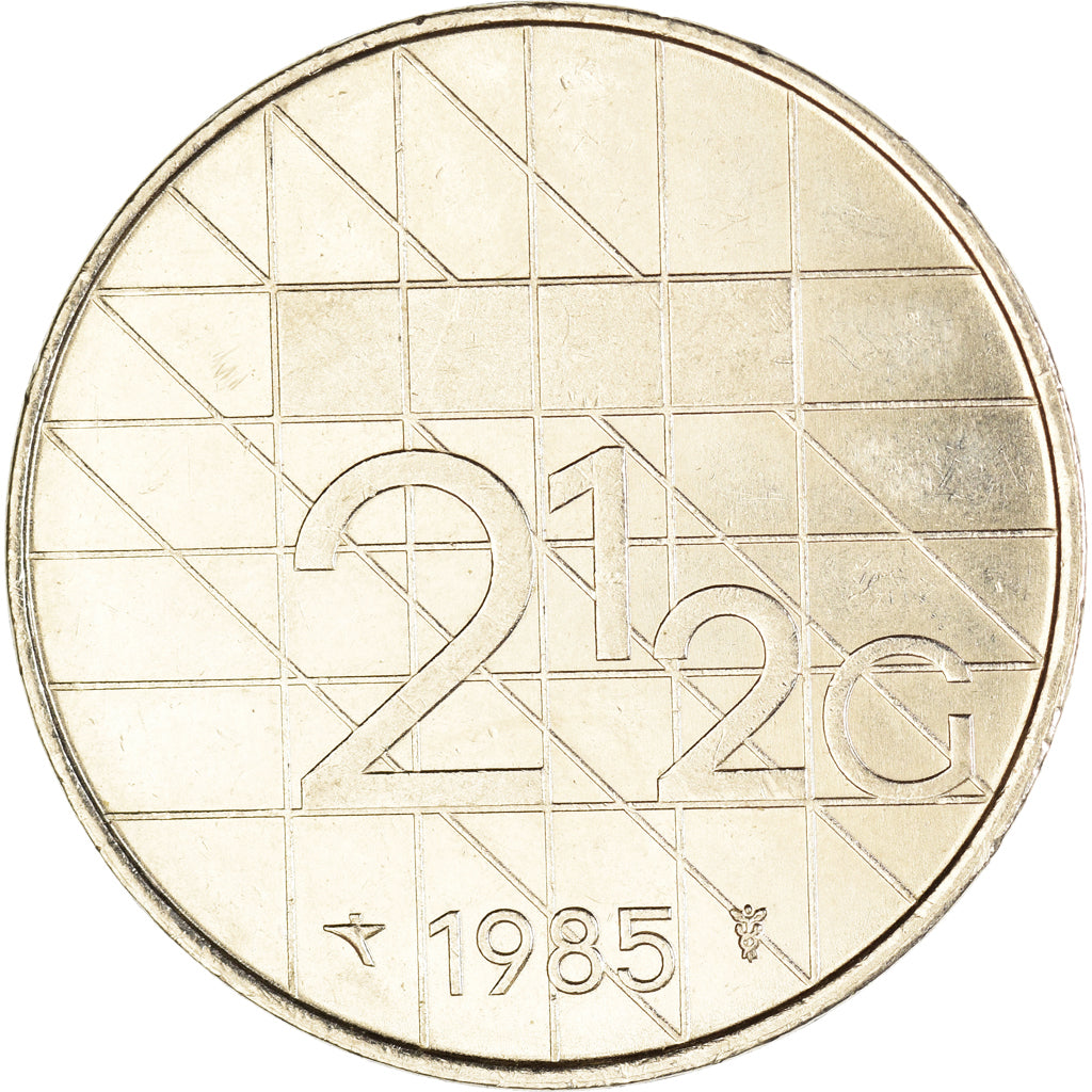 Moeda, Países Baixos, 2-1/2 Gulden, 1985