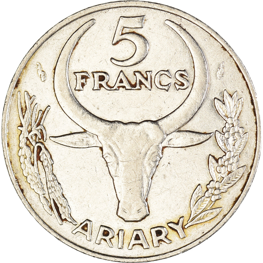 Moneta, Madagascar, 5 Francs, Ariary, 1989