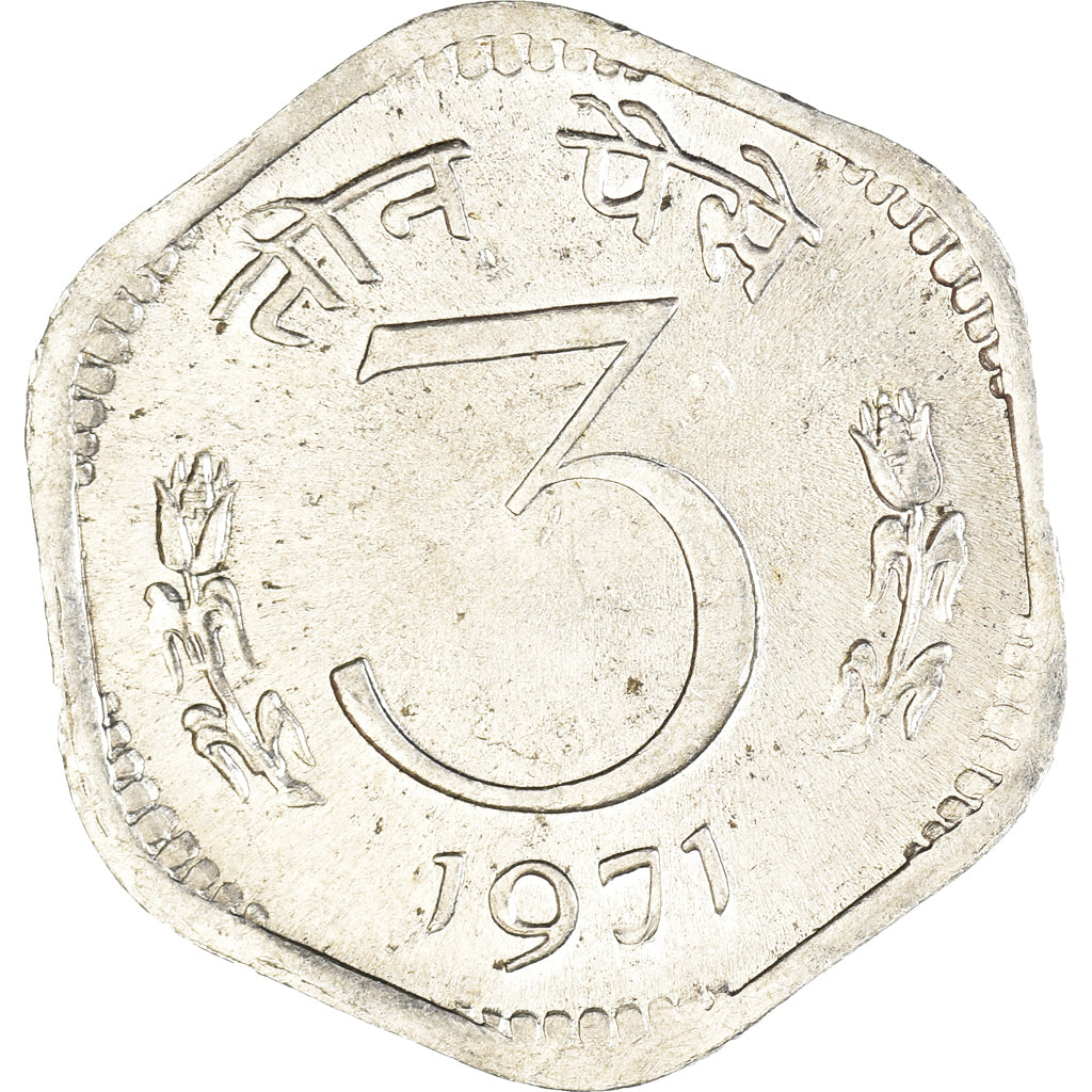 Moneda, India, 3 Paise, 1971