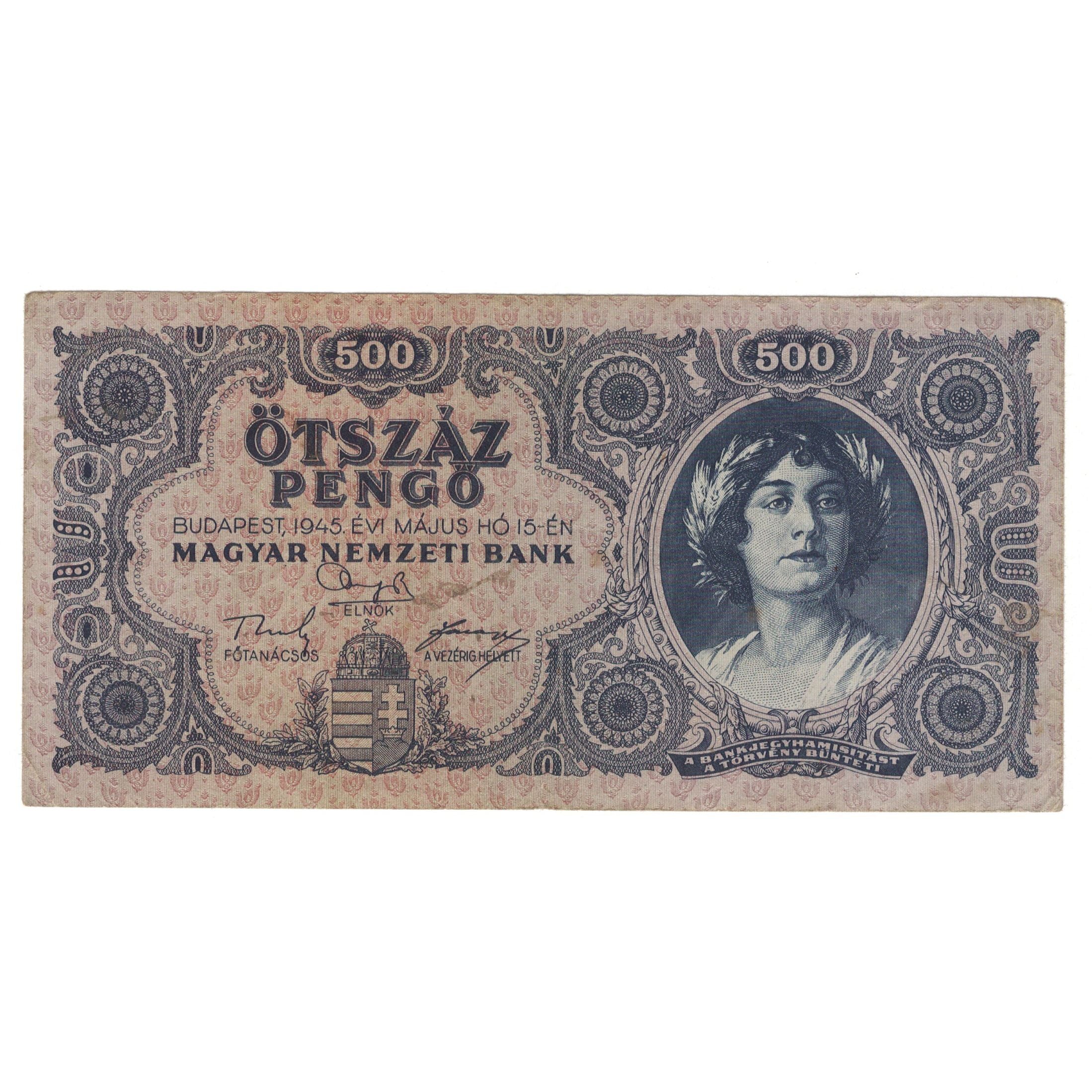 Banknote, Hungary, 500 Pengö, 1945, 1945-05-15, KM:117a, EF(40-45)