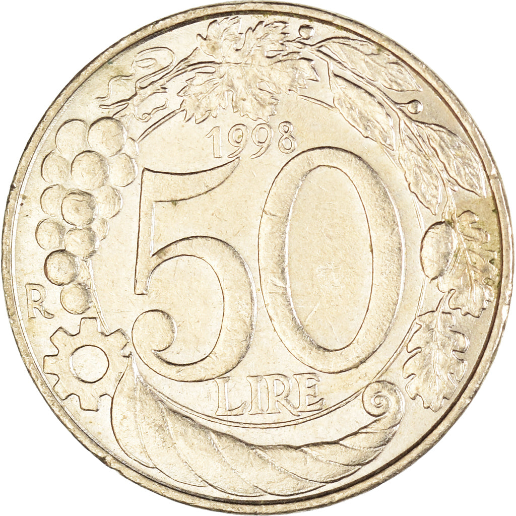 Münze, Italien, 50 Lire, 1998