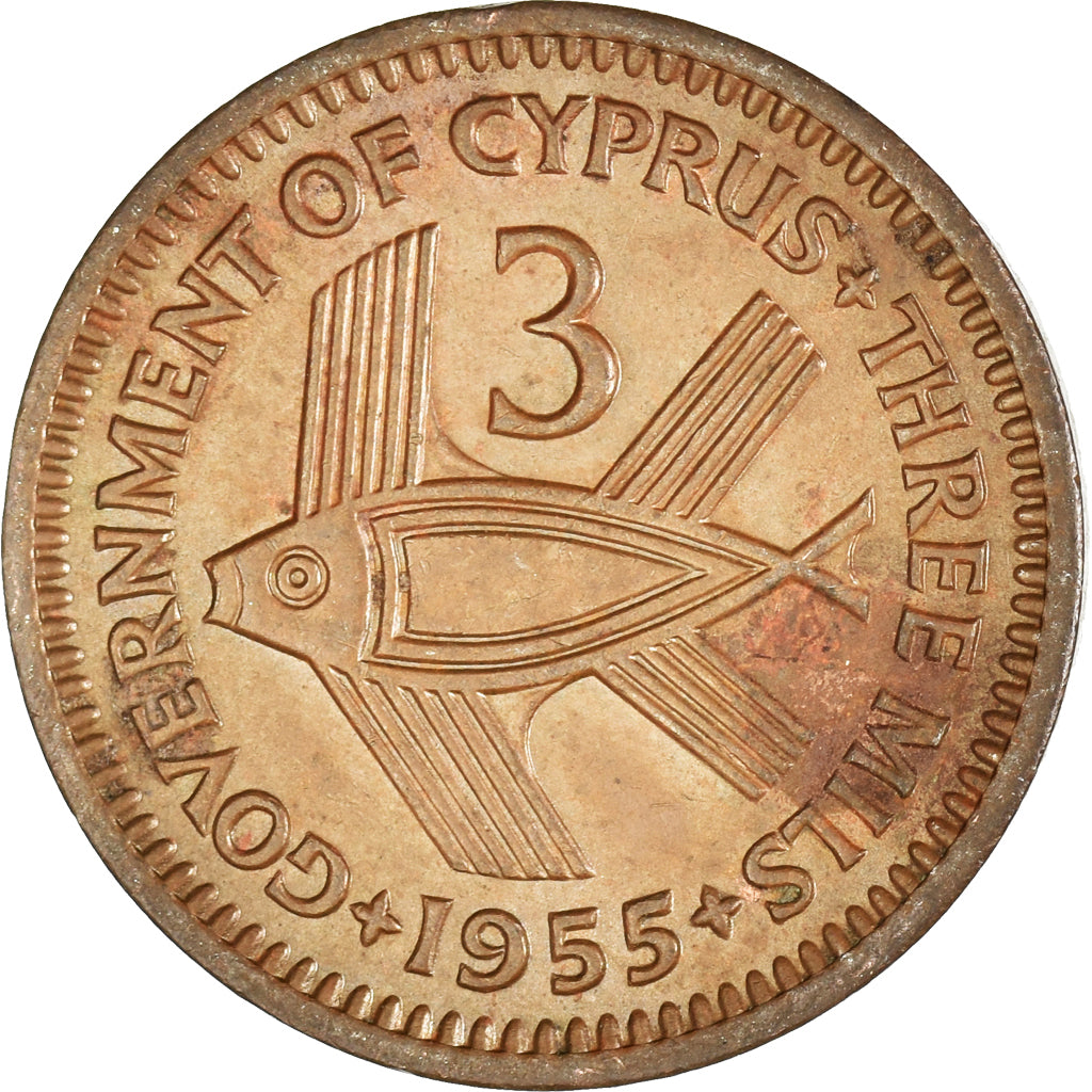 Munten, Cyprus, 3 Mils, 1955