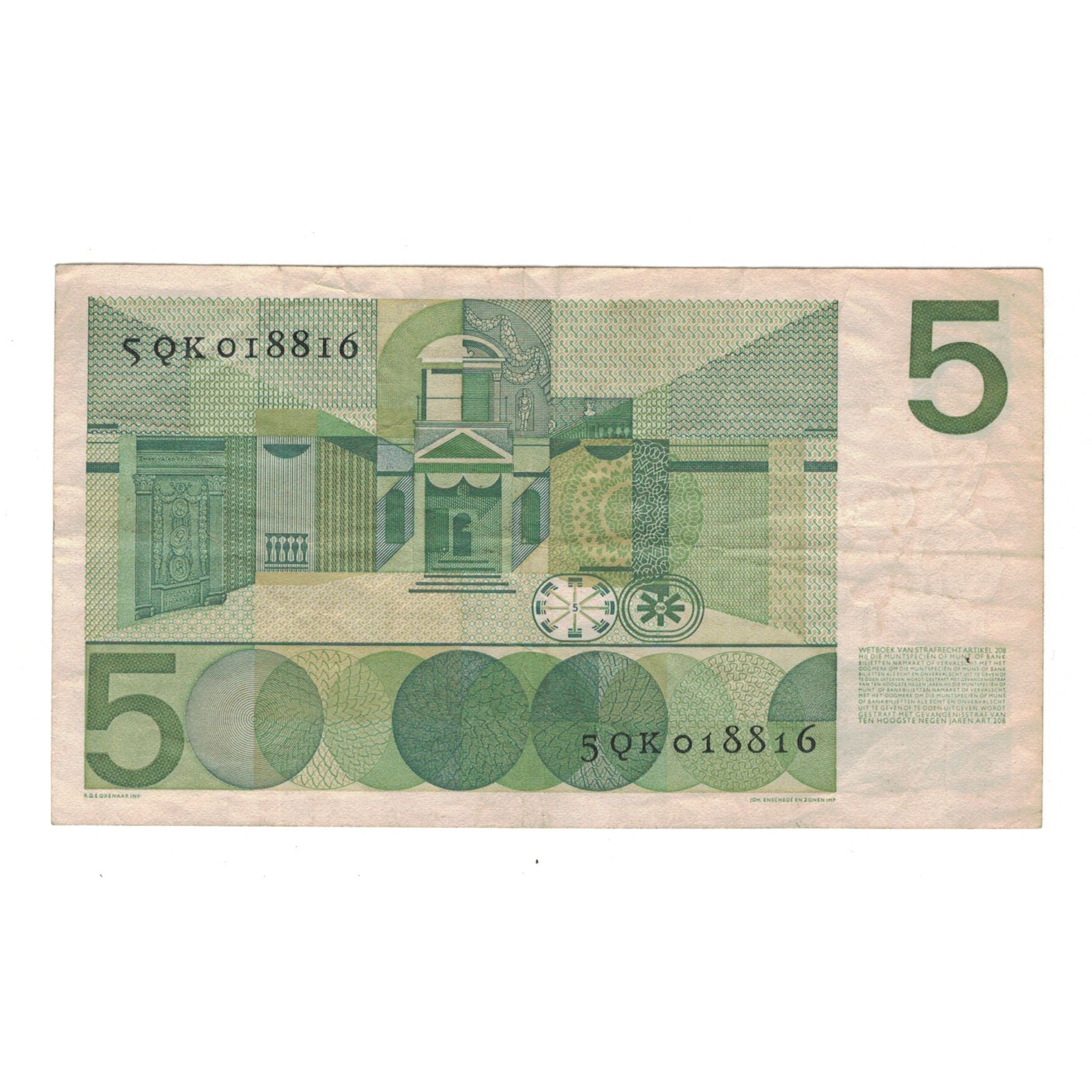 Geldschein, Niederlande, 5 Gulden, 1966, 1966-04-26, KM:90a, SS