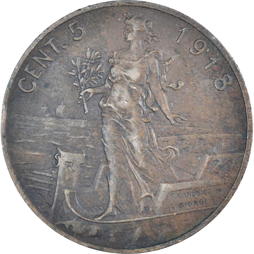 Moneda, Italia, 5 Centesimi, 1918