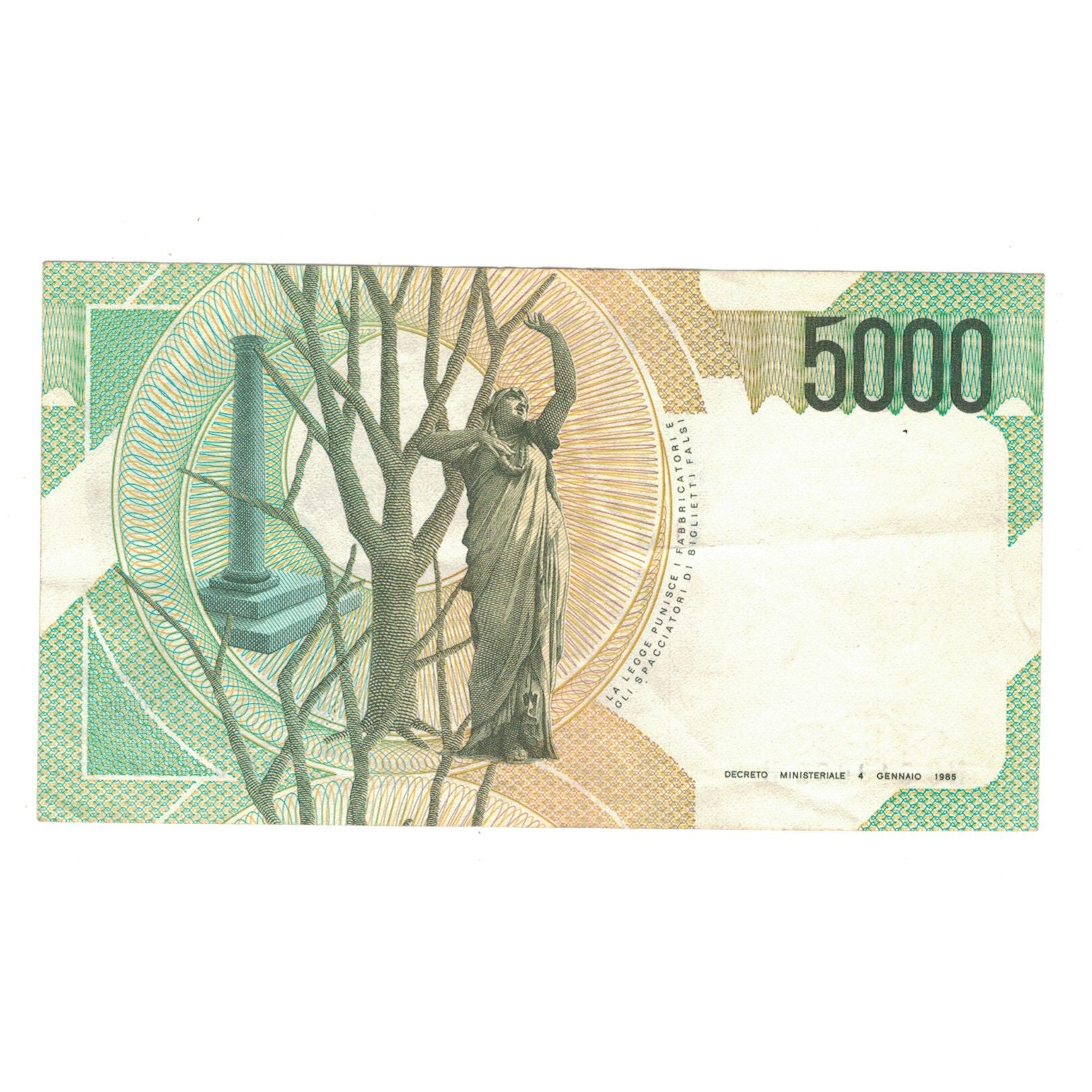 Nota, Itália, 5000 Lire, 1985, 1985-01-04, KM:111b, EF(40-45)