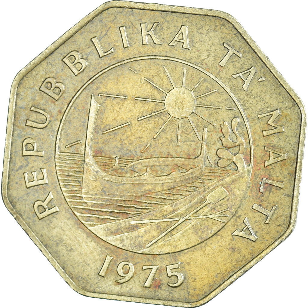 Coin, Malta, 25 Cents, 1975