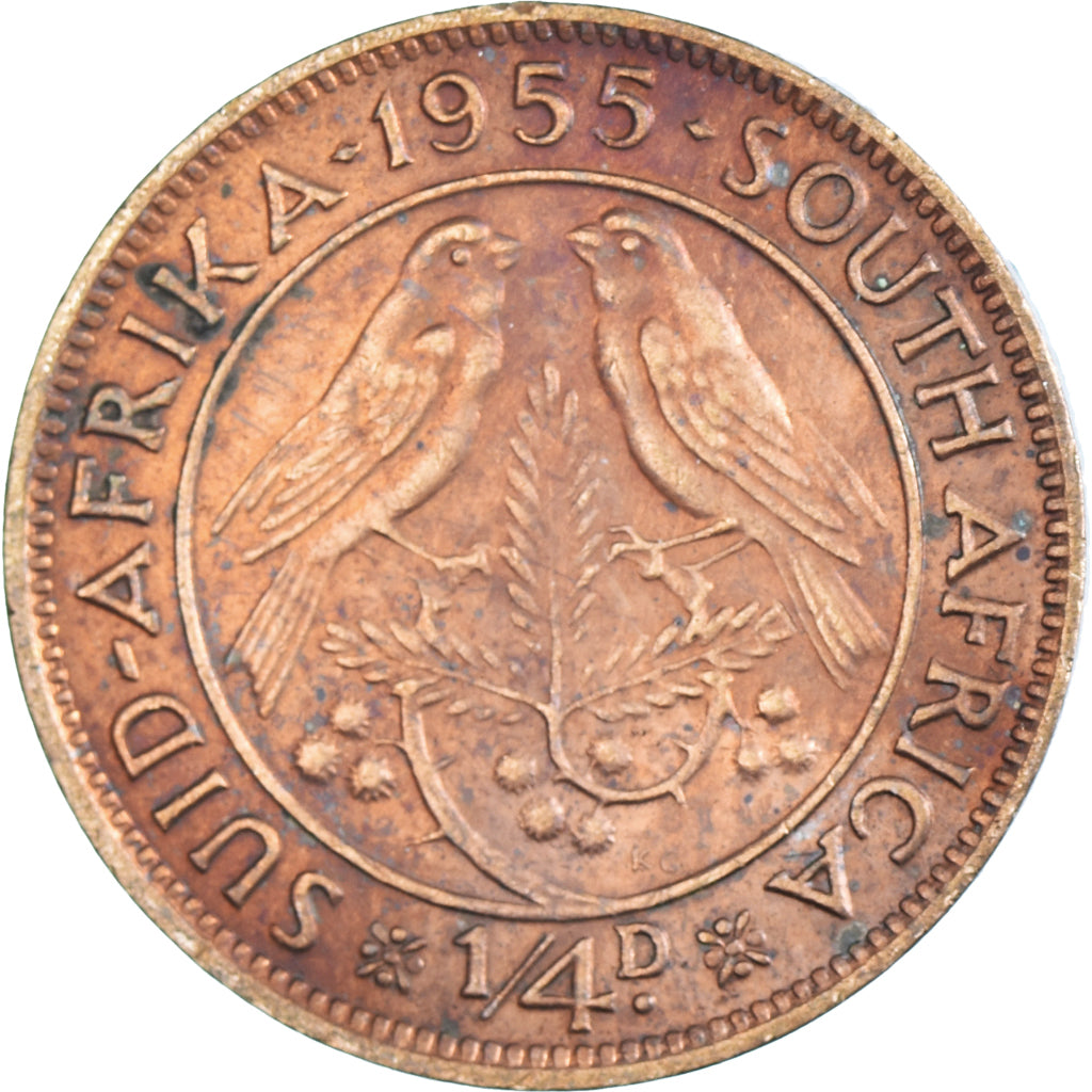 Moneta, Sudafrica, 1/4 Penny, Farthing, 1955