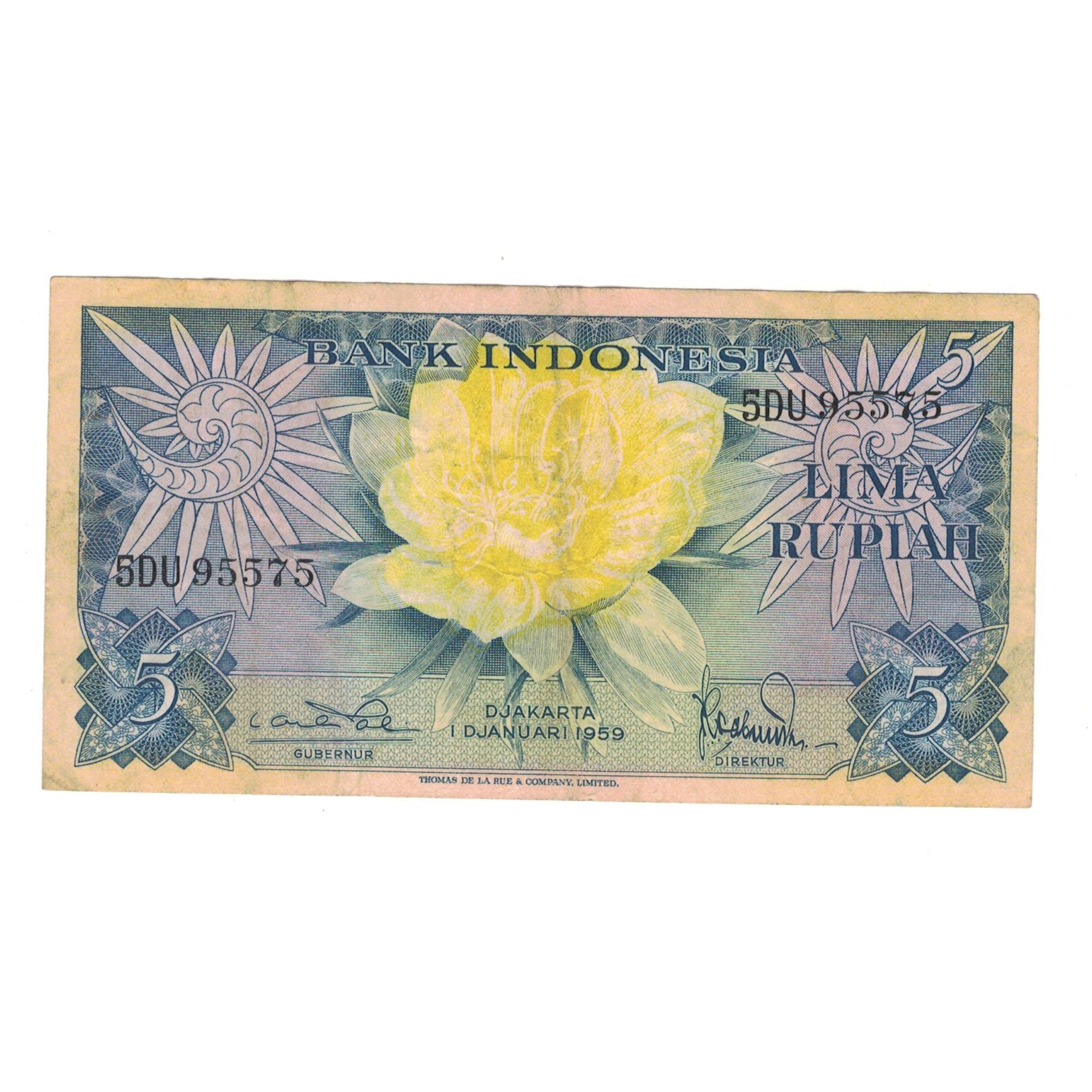 Geldschein, Indonesien, 5 Rupiah, 1959, 1959-01-01, KM:65, S+