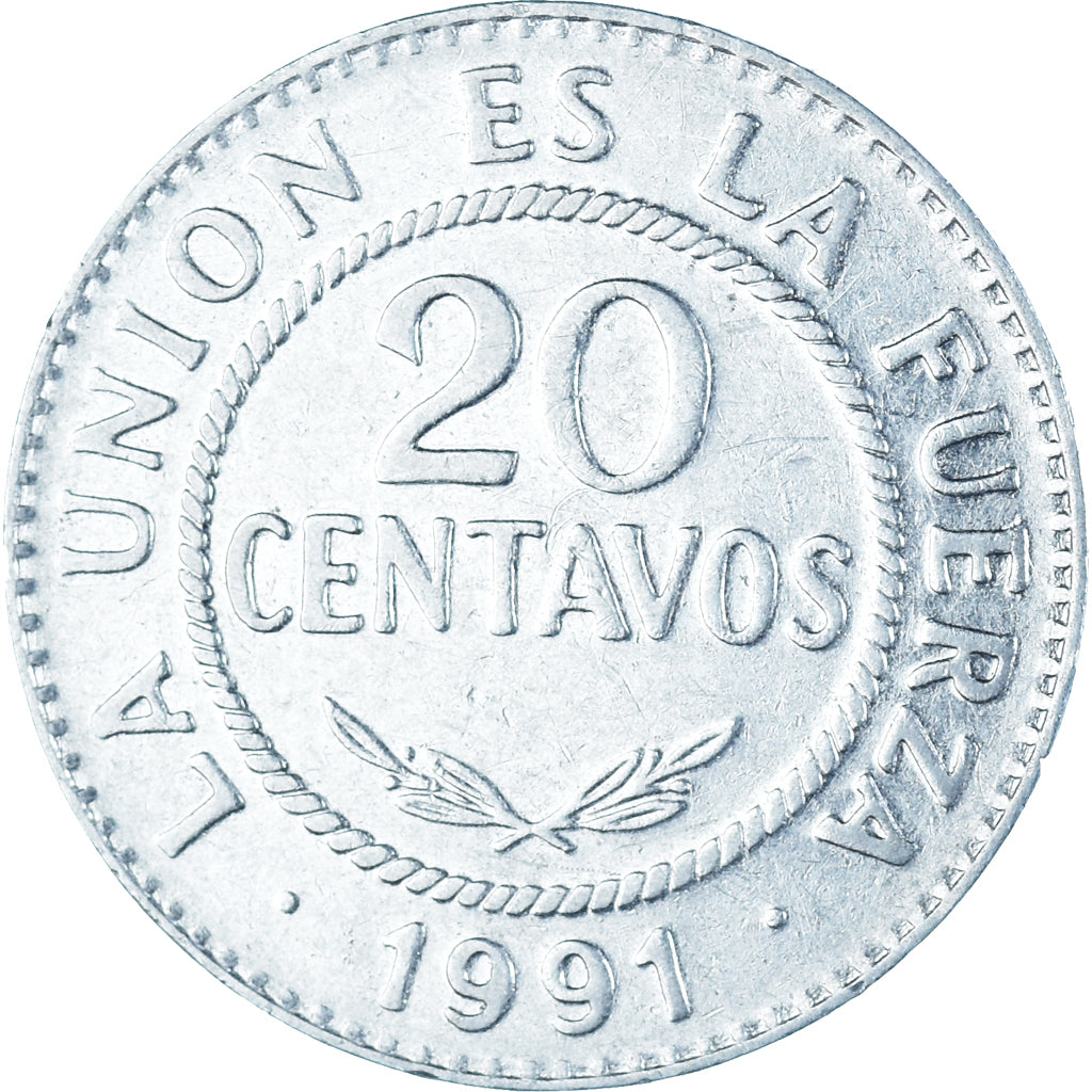 Moneda, Bolivia, 20 Centavos, 1991