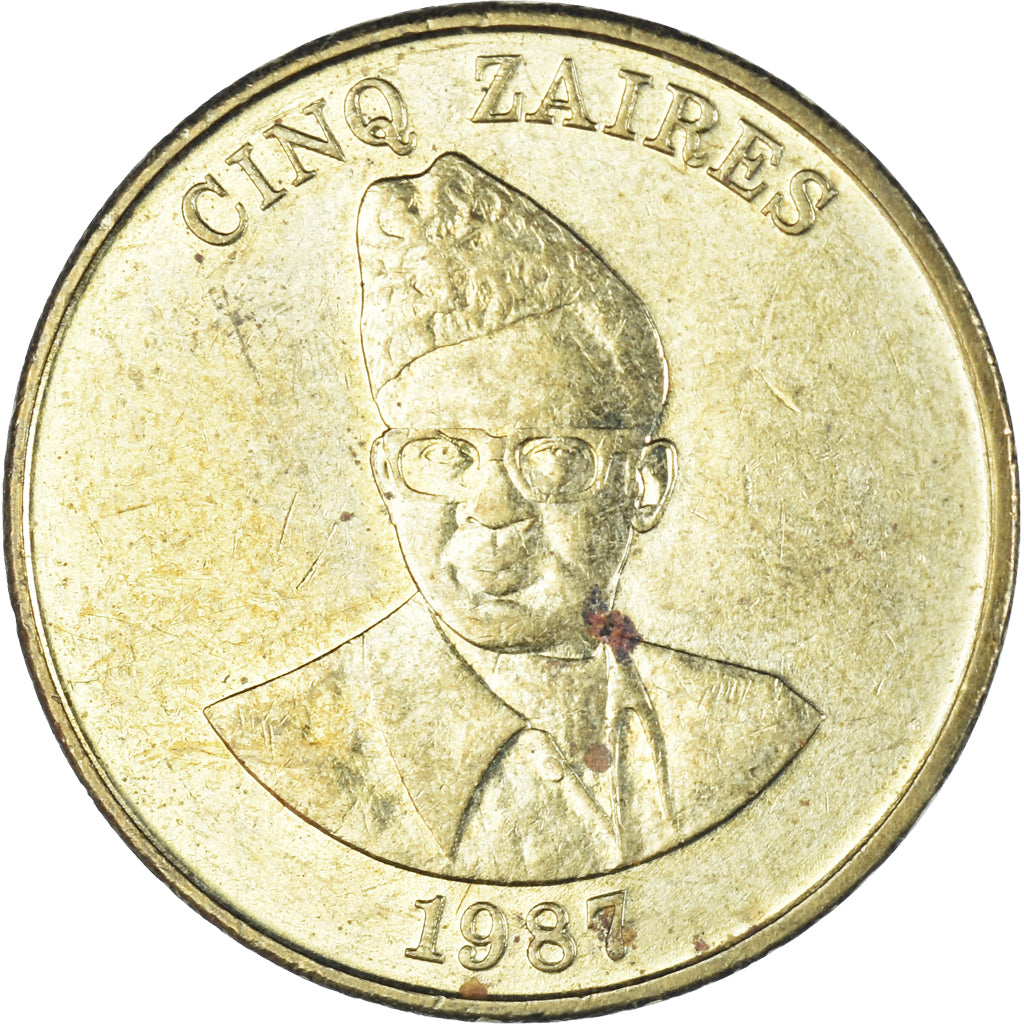 Coin, Zaire, 5 Zaïres, 1987