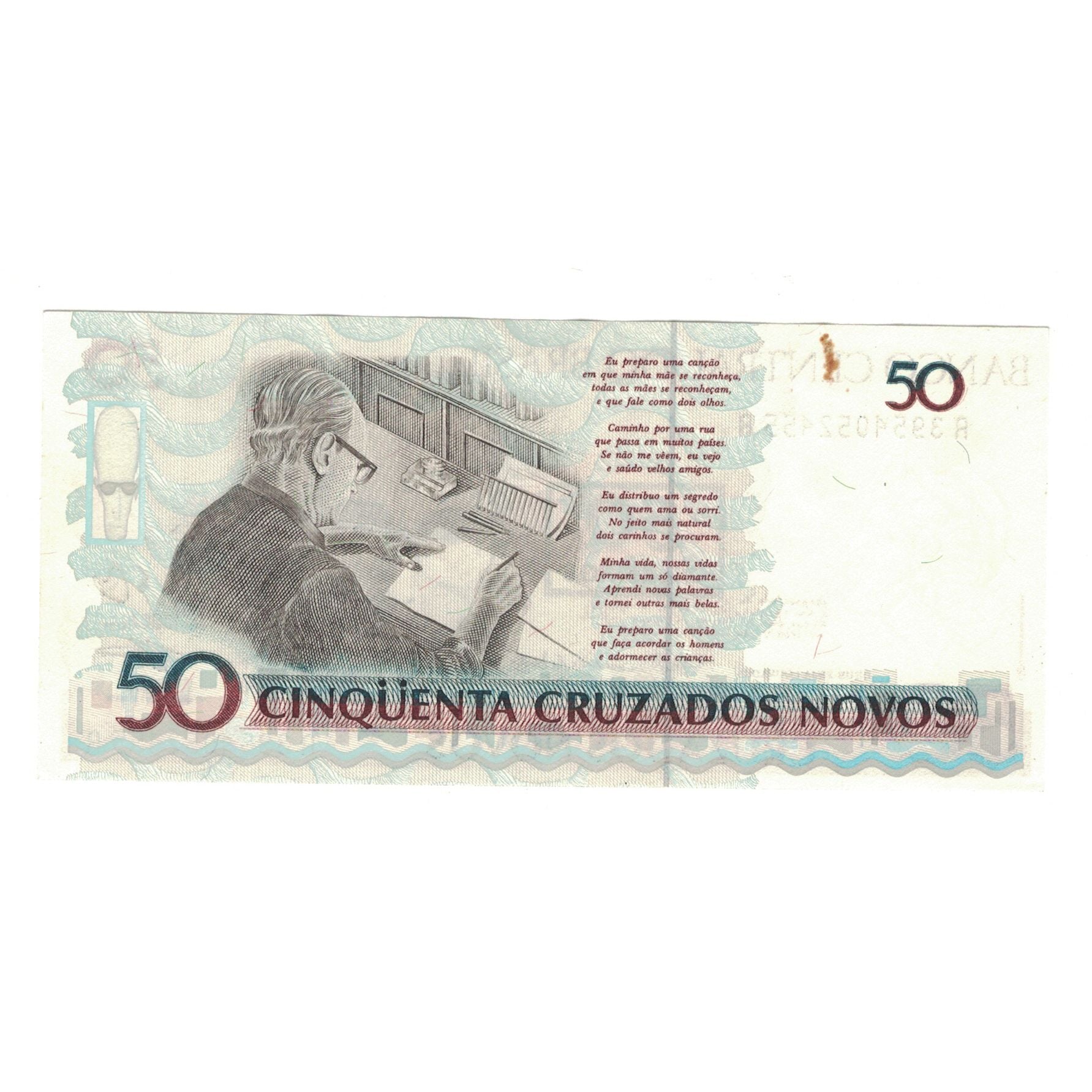 Nota, Brasil, 50 Cruzeiros on 50 Cruzados Novos, KM:223, EF(40-45)