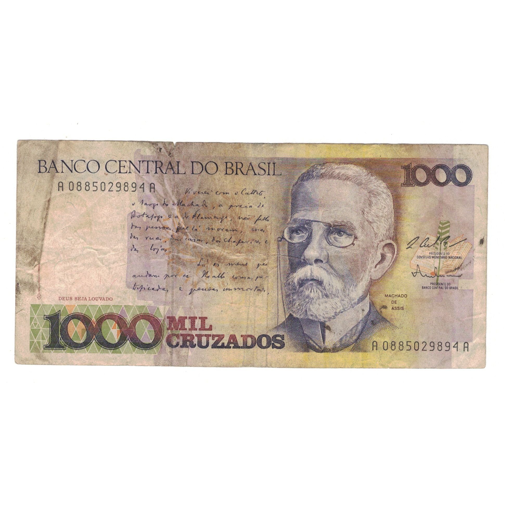 Nota, Brasil, 1000 Cruzados, KM:213a, VF(20-25)