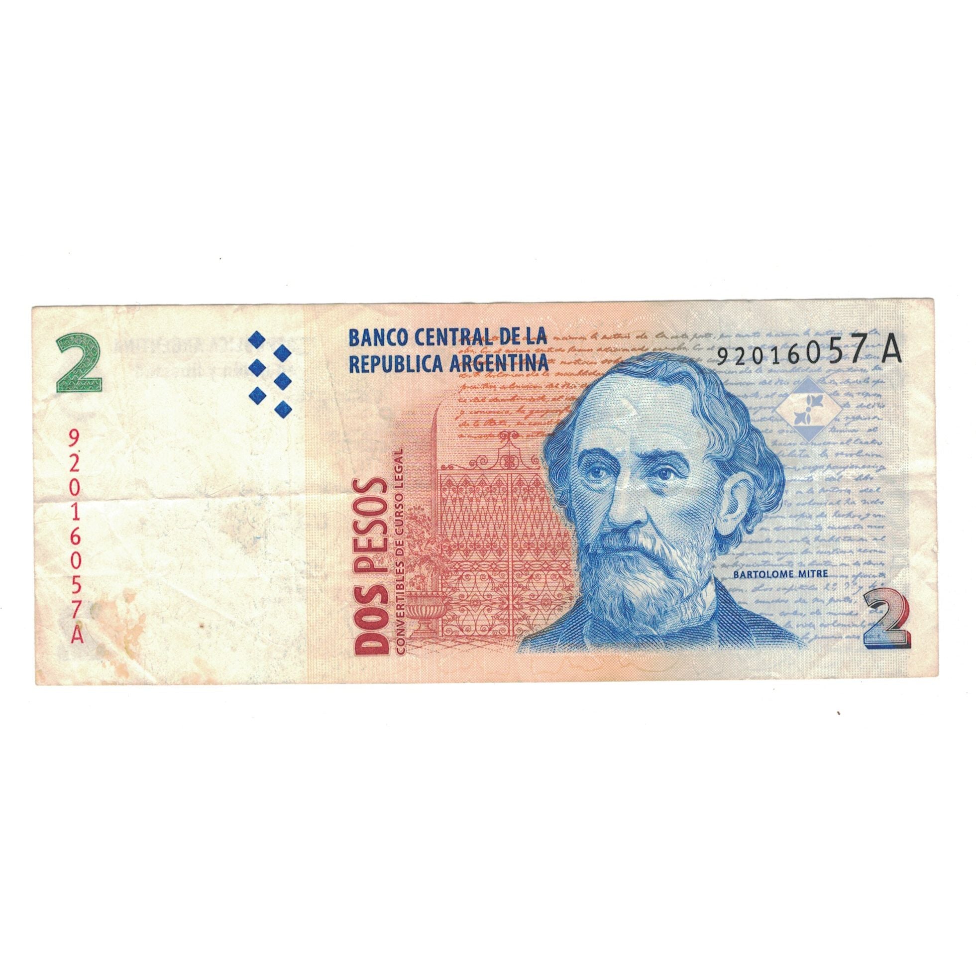 Banknote, Argentina, 2 Pesos, Undated (1997), KM:346, EF(40-45)
