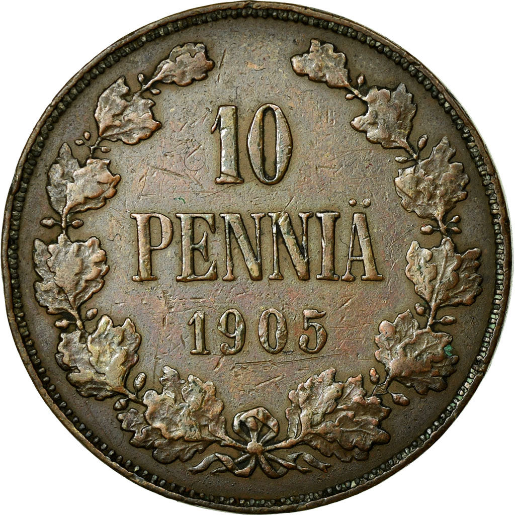 Coin, Finland, Nicholas II, 10 Pennia, 1905, EF(40-45), Copper, KM:14