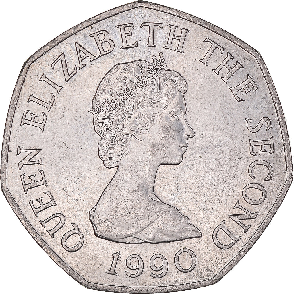 Moneda, Jersey, 50 Pence, 1990