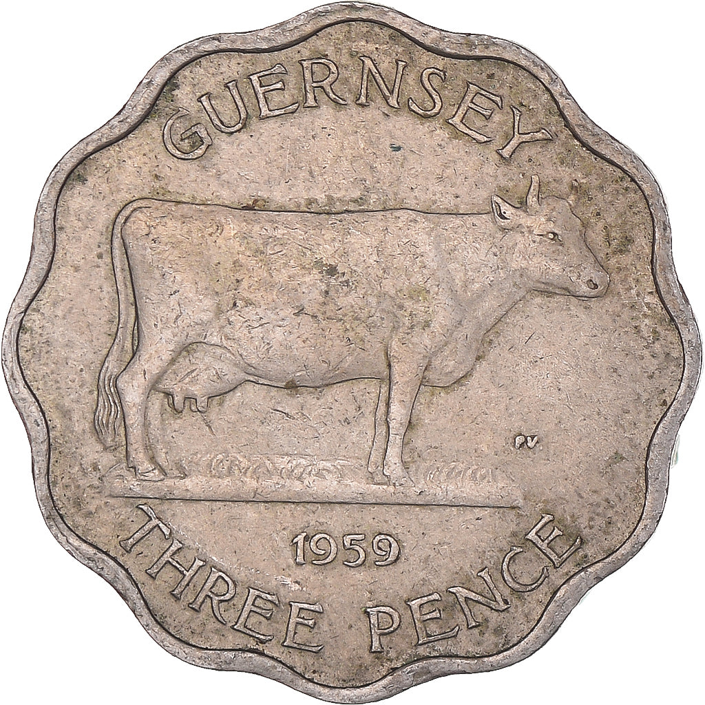 Coin, Guernsey, 3 Pence, 1959