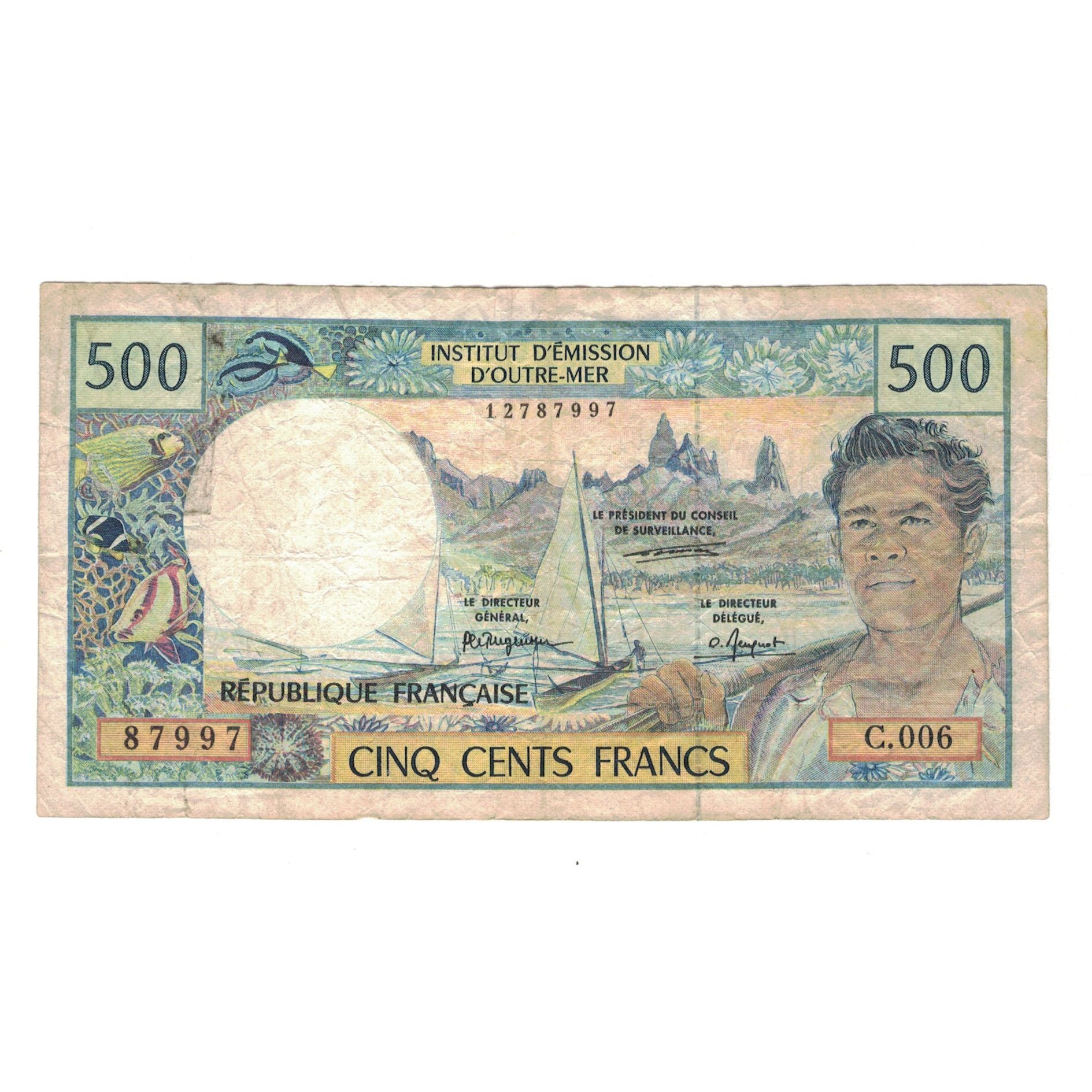 Geldschein, Tahiti, 500 Francs, 1985, KM:25d, S+
