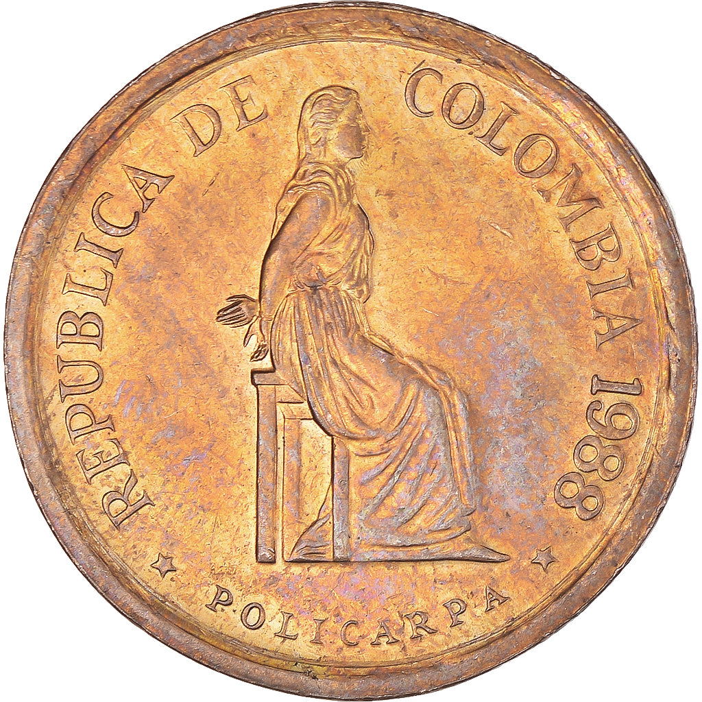 Monnaie, Colombie, 5 Pesos, 1988