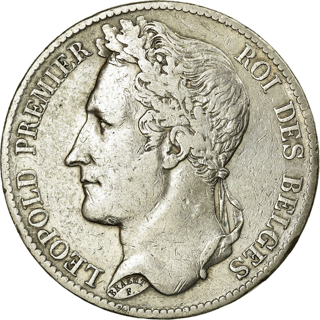Belgium, Leopold I, 5 Francs, 5 Frank, 1833, Brussels, Tranche A, Silver
