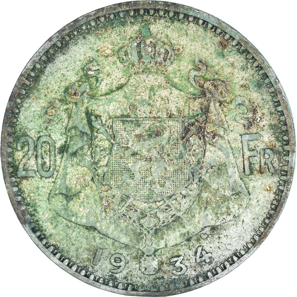 Coin, Belgium, 20 Francs, 20 Frank, 1934