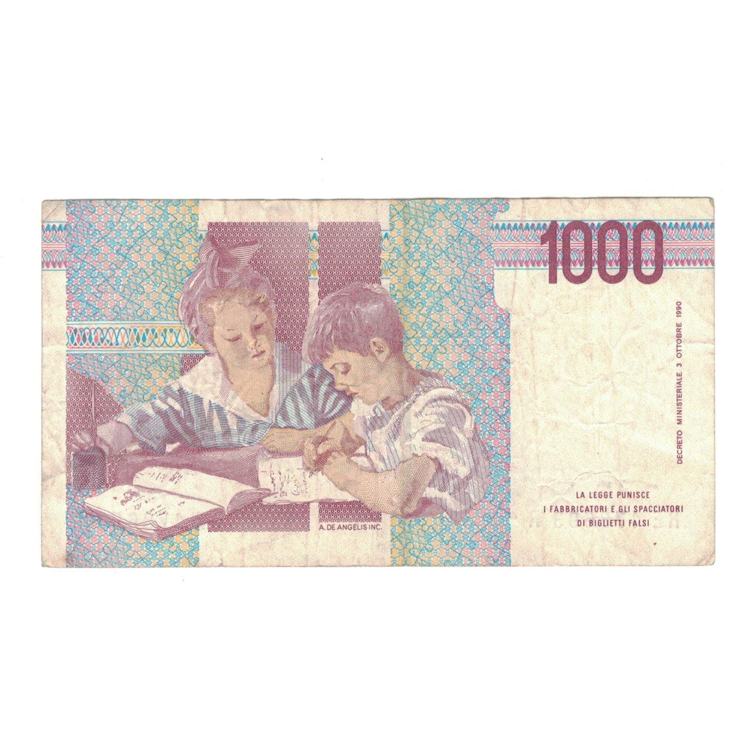 Banknot, Włochy, 1000 Lire, 1990, 1990-10-03, KM:114c, VF(30-35)