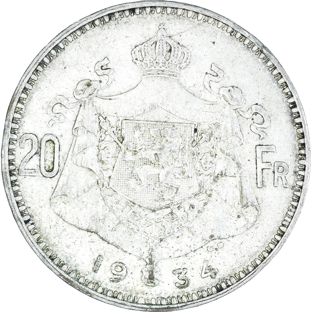 Coin, Belgium, 20 Francs, 20 Frank, 1934