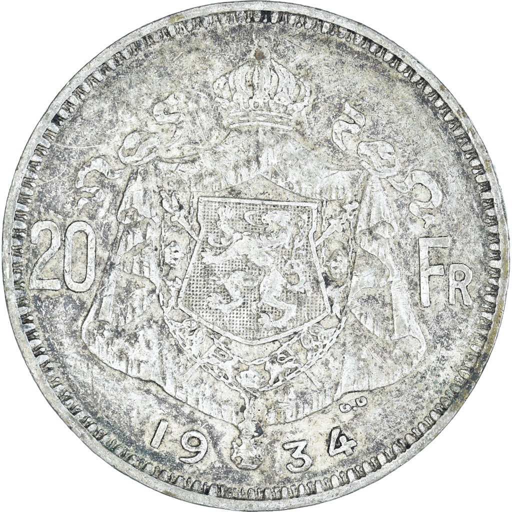 Coin, Belgium, 20 Francs, 20 Frank, 1934
