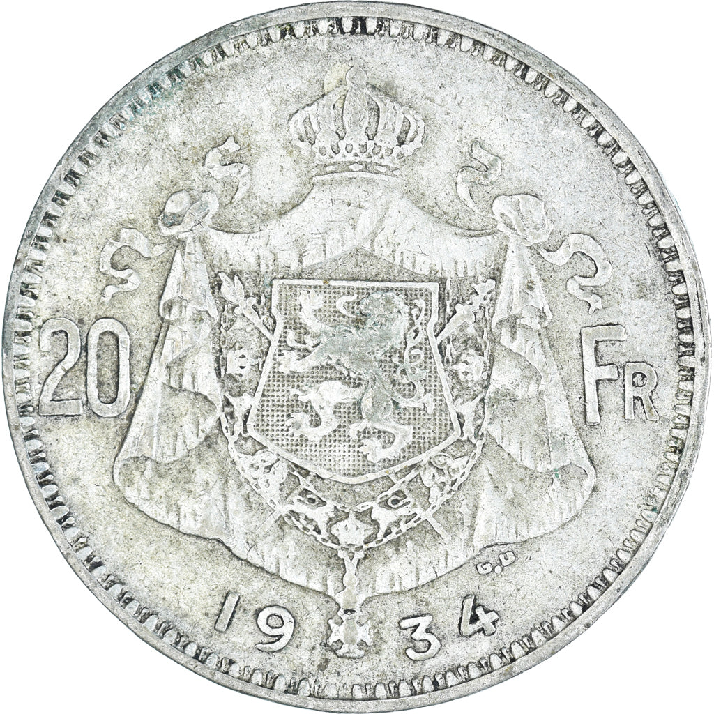 Coin, Belgium, 20 Francs, 20 Frank, 1934